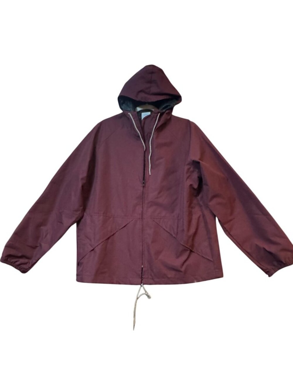 Maroon Hooded Jacket Waterproof Nylon/Polyester Medium Regular Snap Close Pocket